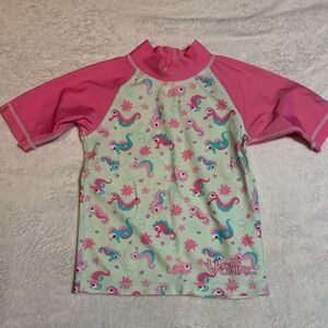 Skin Kids Rashguard - Pink and Mint Seahorse Print